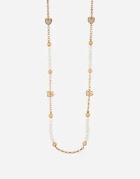 Sautoir chain with DG-logo beads and hearts