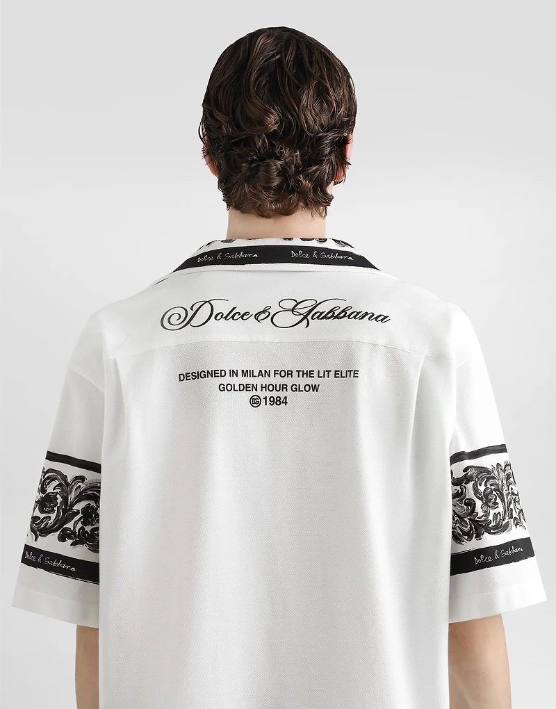 Majolica-print hawaii double piqué shirt