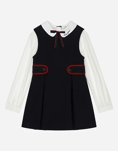 Piqué and poplin dress