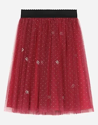 Glittery-print tulle skirt