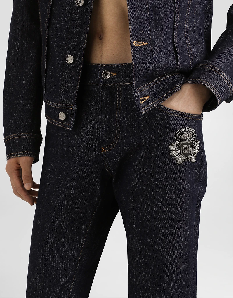Skinny stretch cotton jeans with patch