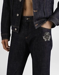 Skinny stretch cotton jeans with patch