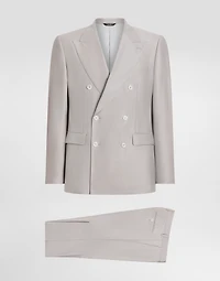 Deconstructed double-breasted wool and silk suit