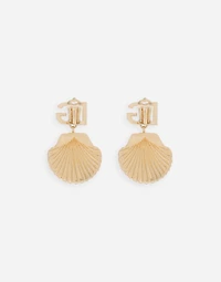 Earrings with rhinestone-detailed shell and DG logo