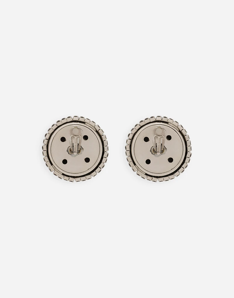 Rhinestone-detailed semi-sphere button earrings