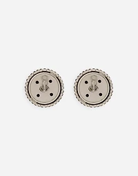 Rhinestone-detailed semi-sphere button earrings