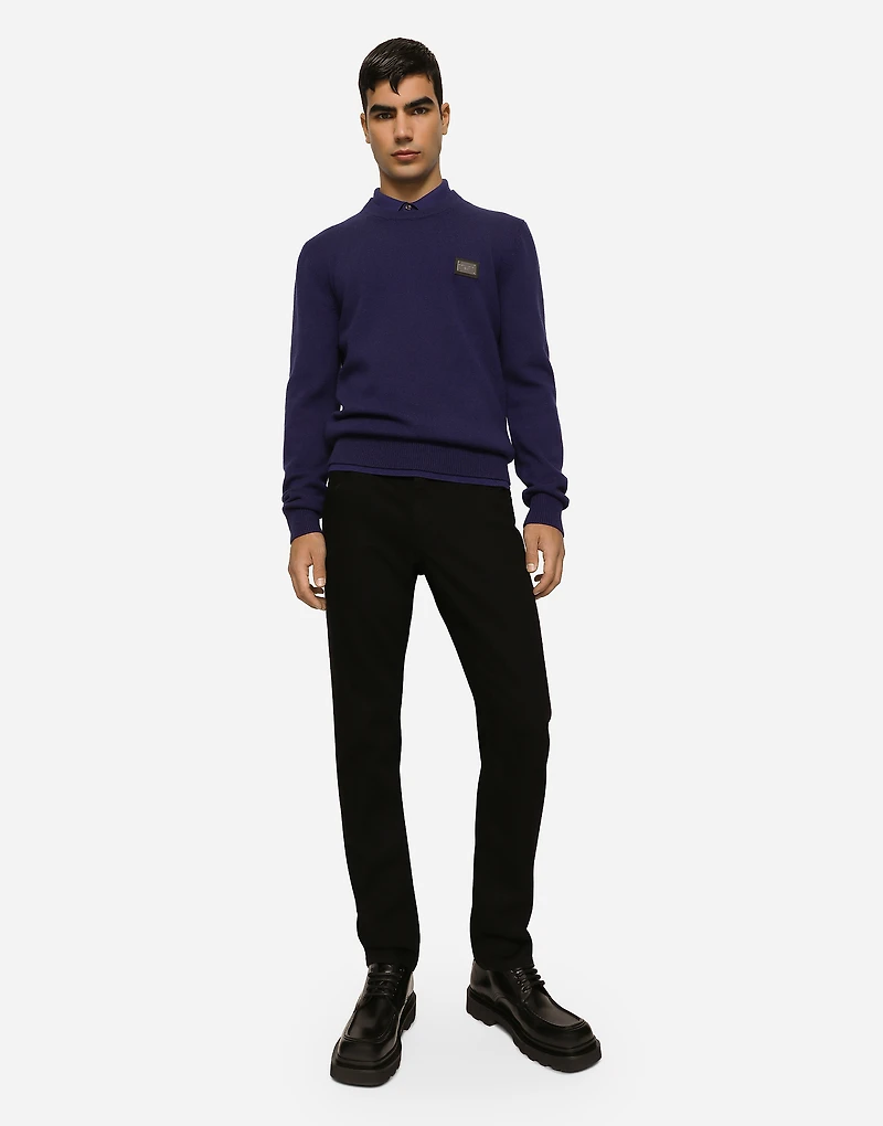 Regular-fit black wash stretch jeans