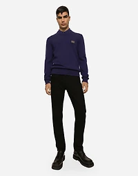 Regular-fit black wash stretch jeans