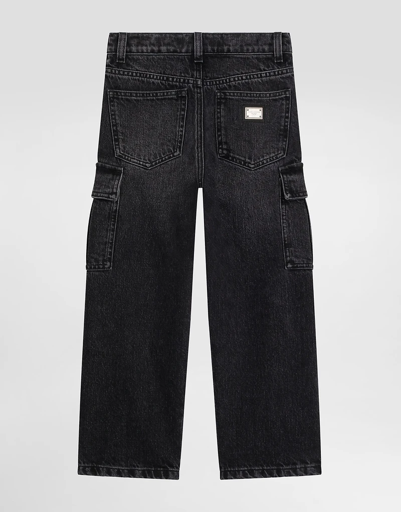 Denim cargo trousers