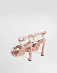 Velvet sandals with bejeweled buckle