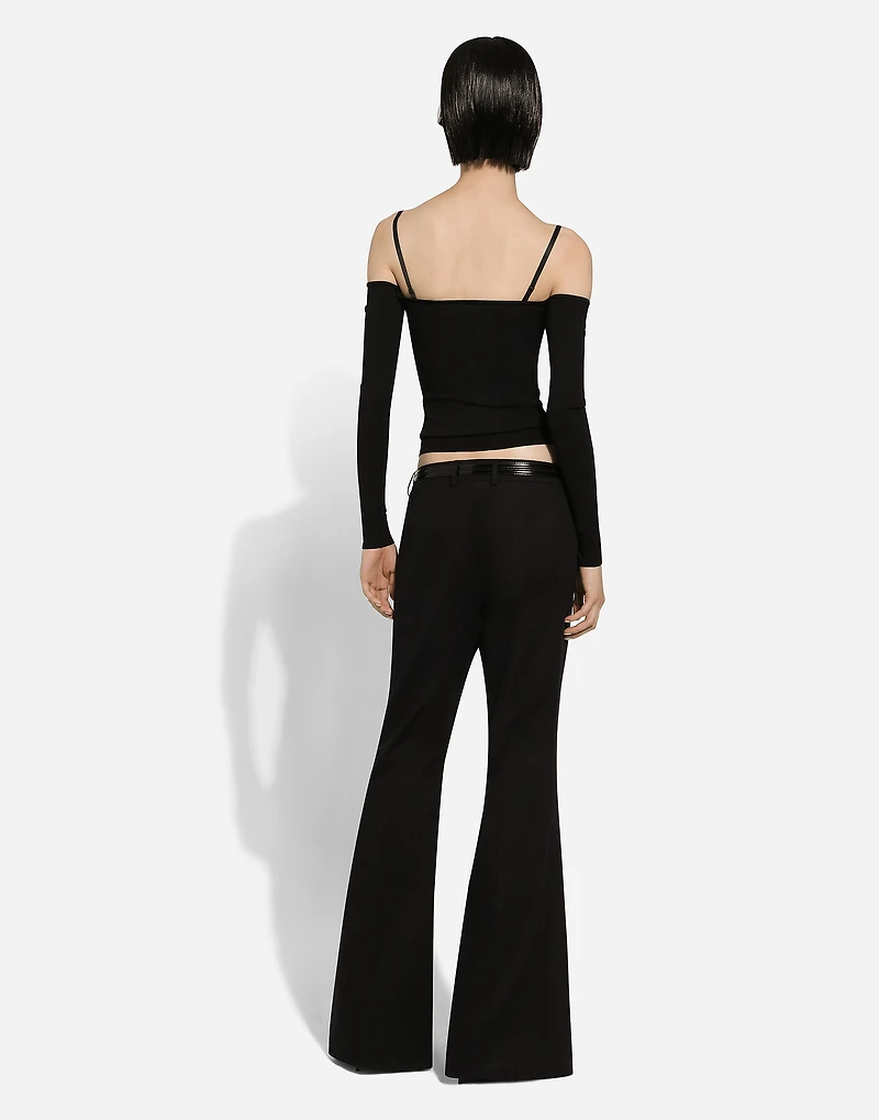 Strapless viscose sweater with muffs