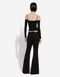 Strapless viscose sweater with muffs