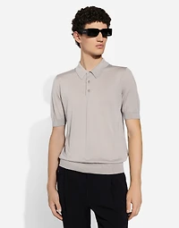 Cashmere and silk polo-shirt