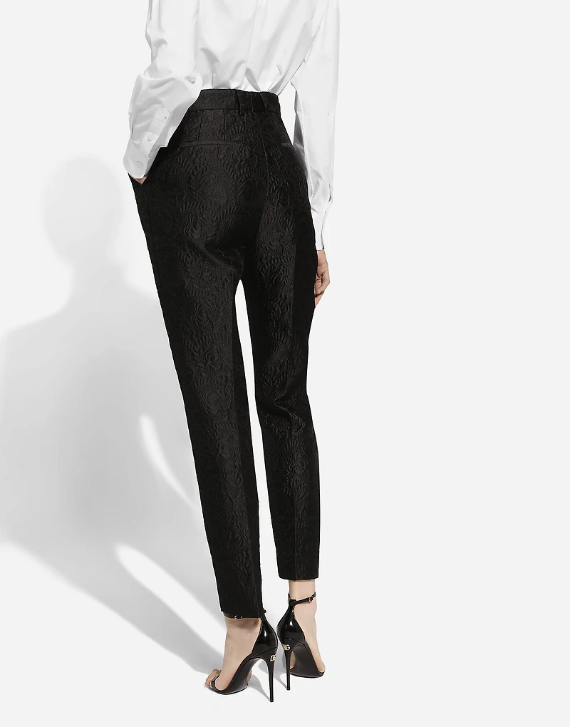 Tailored floral jacquard pants