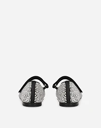 Satin ballet flats with fusible rhinestones