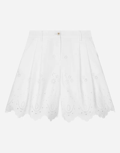 Poplin and broderie anglaise shorts