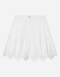 Poplin and broderie anglaise shorts