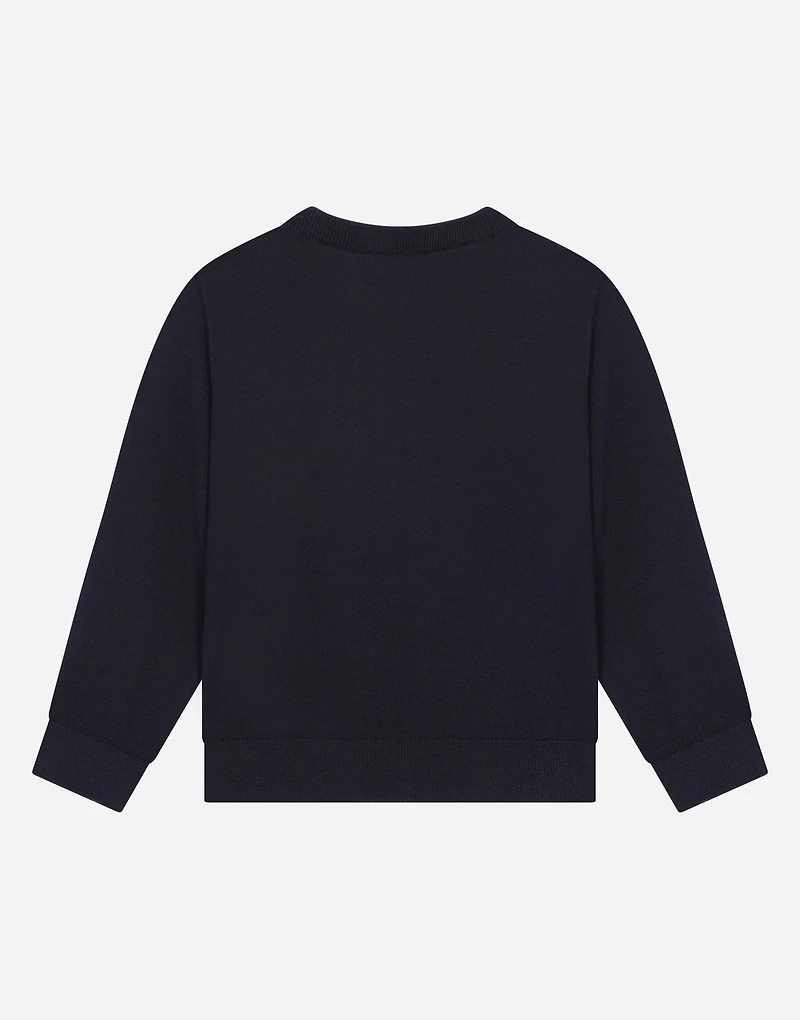Cashmere round-neck sweater with DG logo embroidery