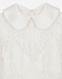 Short lace dress with satin neck