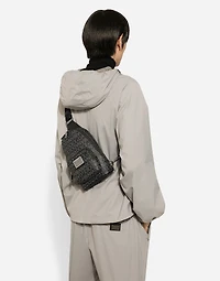Coated jacquard crossbody backpack