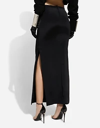 Cady calf-length skirt with slits