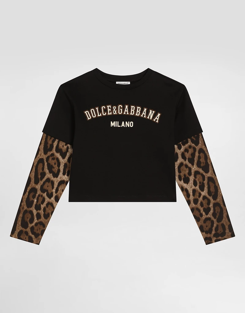 Leopard-print cotton t-shirt