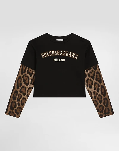 Leopard-print cotton t-shirt