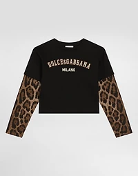 Leopard-print cotton t-shirt
