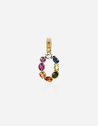 Charm Lettering 18-carat yellow gold and multicolored gems