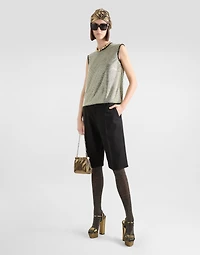 Sleeveless blouse crystal mesh
