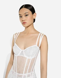 Long lace dress with corset detailing