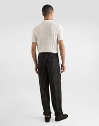 Short-sleeved cotton openwork shirt