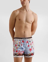 Shell-print short swim boxer shorts