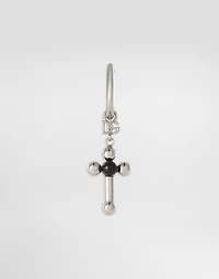 Creole single earring with pin and cross