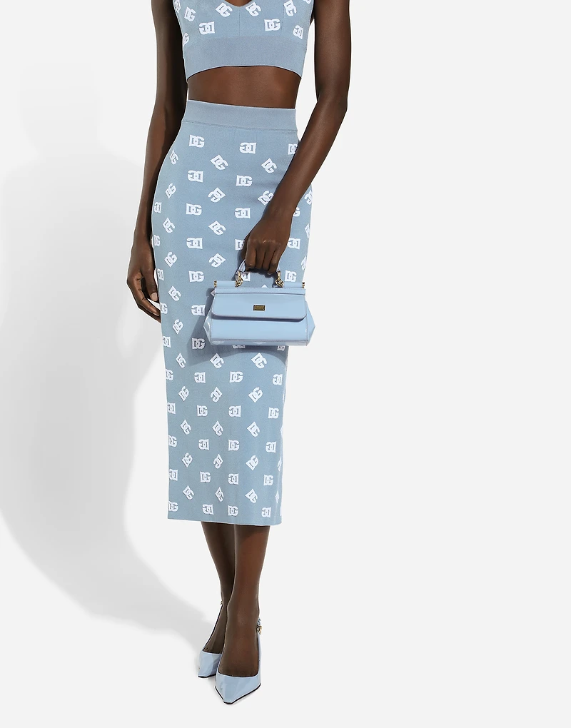 Viscose pencil skirt with jacquard DG logo