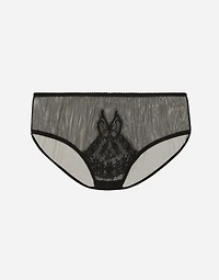 Tulle briefs with lace inlay