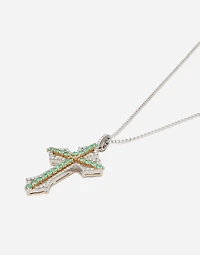 Cross Pendant 18-carat yellow and white gold, emeralds, and diamonds