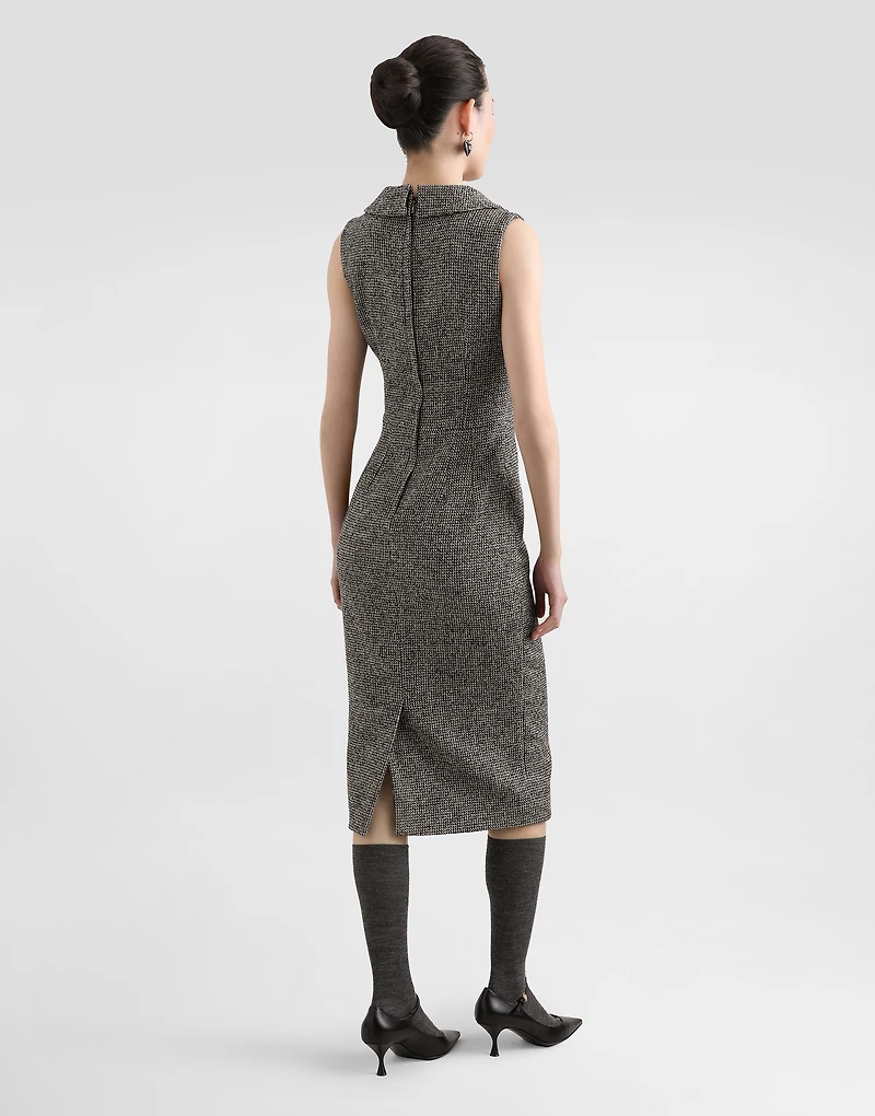 Long dotted wool blend dress