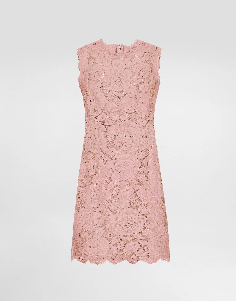 Sleeveless floral lace A-line dress with DG logo
