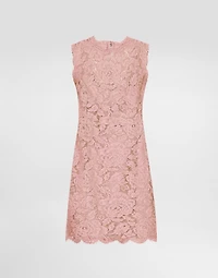 Sleeveless floral lace A-line dress with DG logo