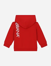 Zip-up jersey hoodie with logo print