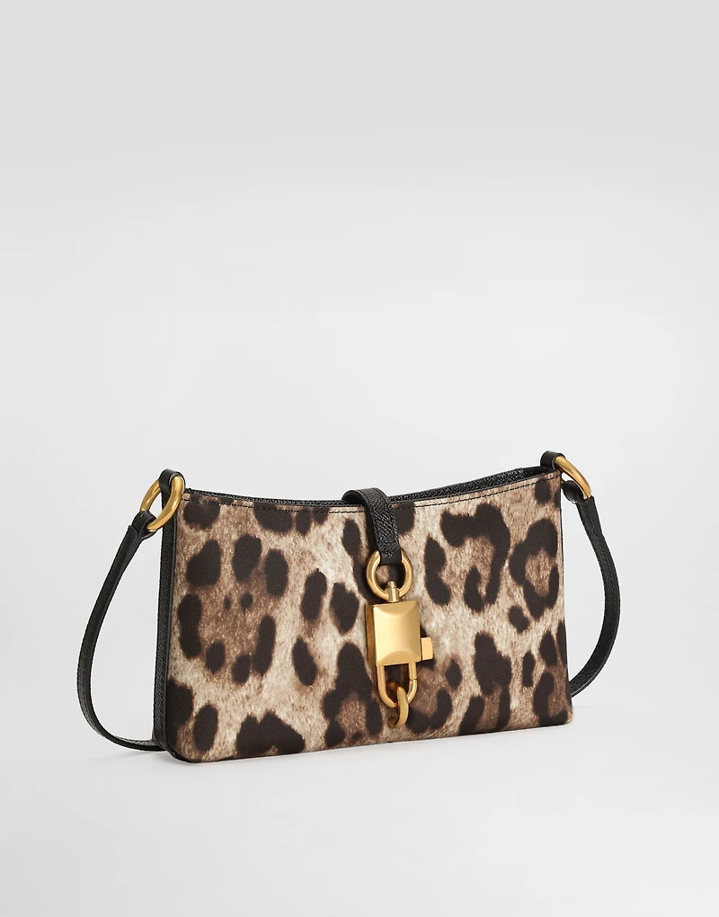 Leopard-print lock shoulder bag