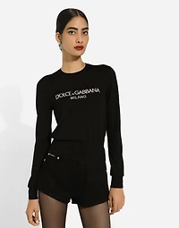 Wool sweater with Dolce&Gabbana logo inlay