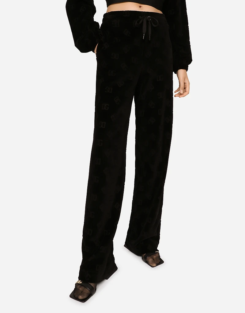 Flocked jersey pants with all-over DG logo