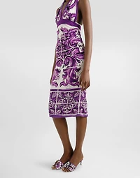 Majolica-print charmeuse dress