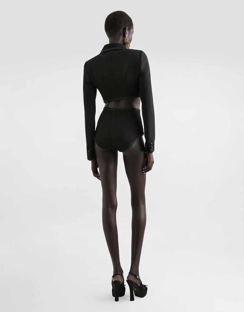 Short wool crepe jacket