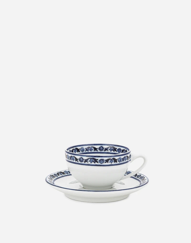 Set 2 Porcelain Espresso Cups with Saucers