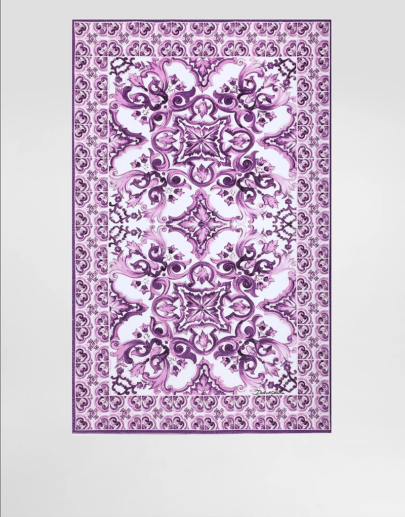 Majolica-print terry beach towel