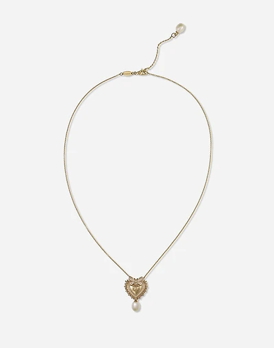 Devotion Necklace 18 carat yellow gold, diamonds and pearls