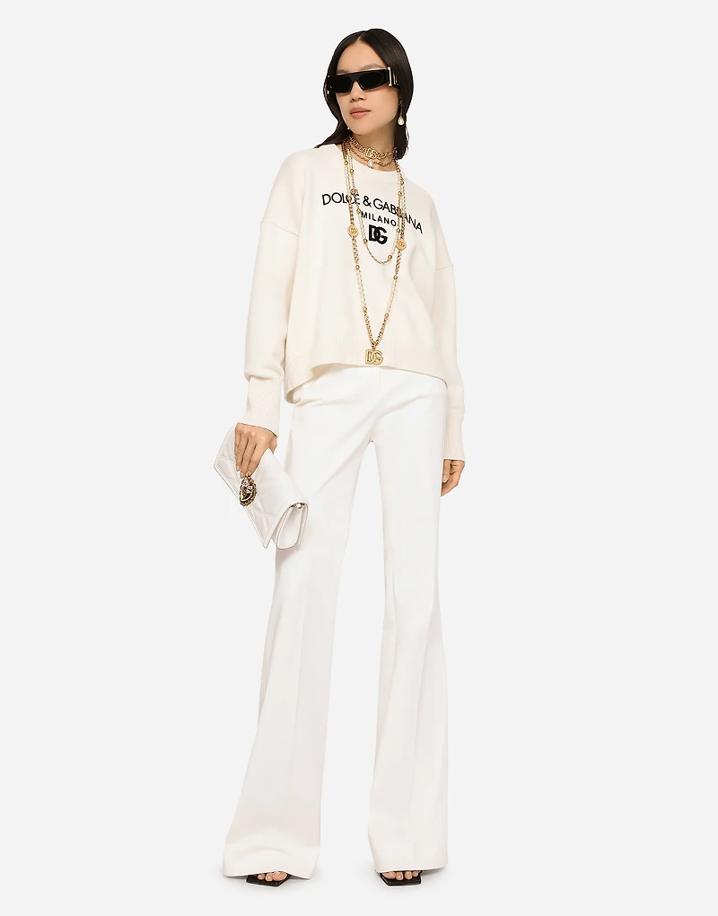 Cashmere sweater with flocked DG logo